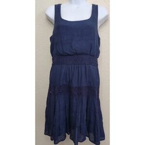 Lily Rose Navy Blue Lace Crochet Insert Sleeveless Mini Dress Medium Lightweight